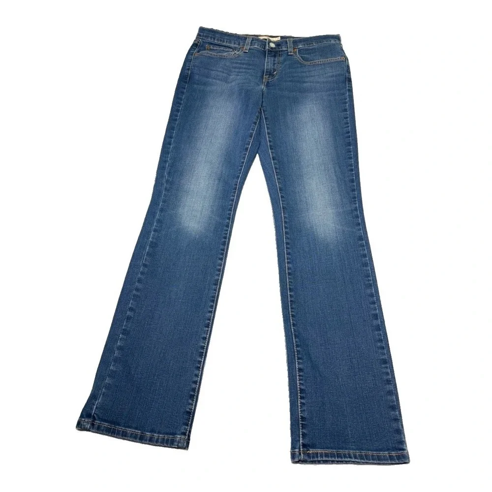 Levi's 414 Womens Jeans 27 Relaxed Straight Leg  Mid Rise Stretch Denim Blue